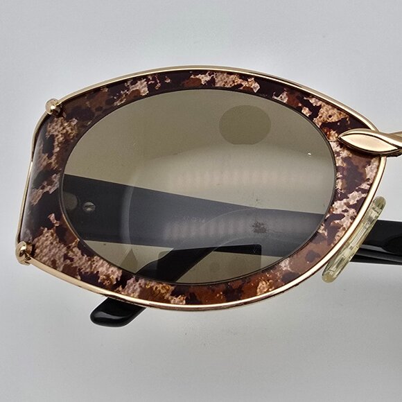 Cazal Mod. 911 Col. 948 Black Gold Leopard Frame Green Lens Sunglasses w/ Case - Picture 14 of 16